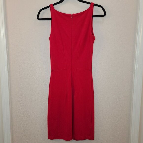 MNG Suit Dress Women XS Red Knit Fitted Sheath Square Neck Stretch Career Office - Picture 8 of 12